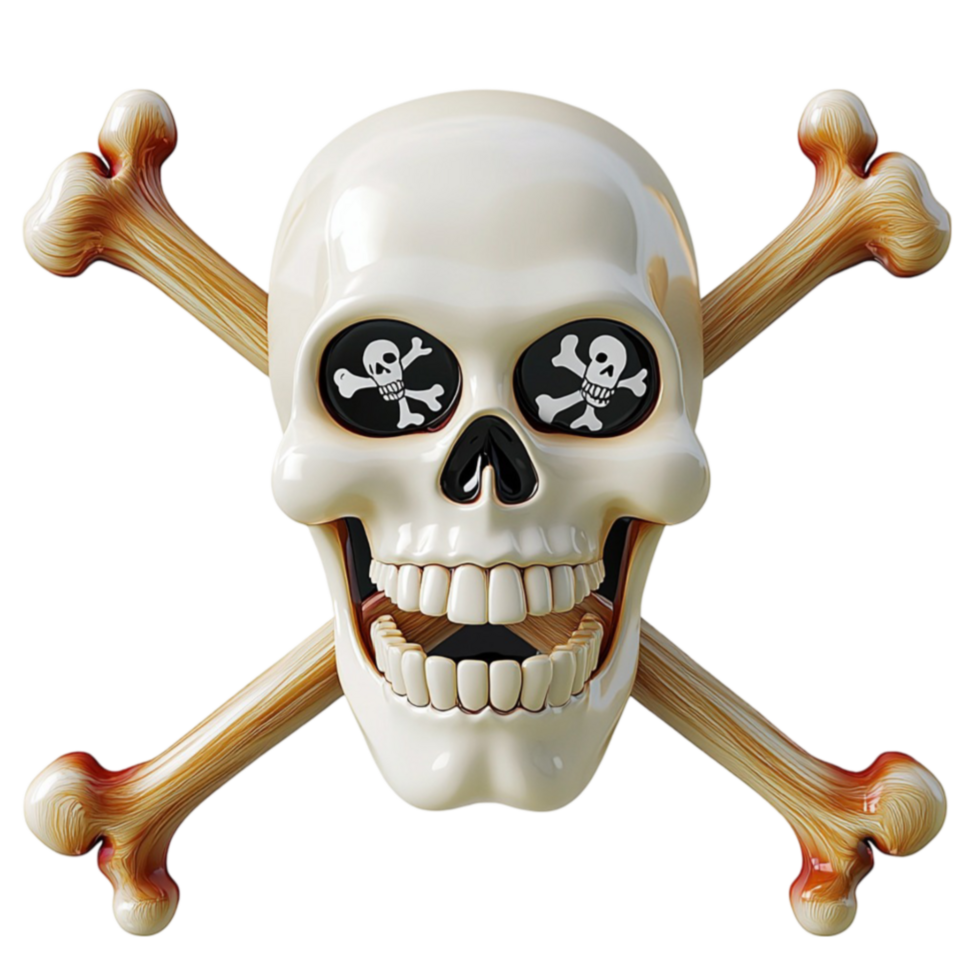 Skull and crossbones with a fierce grin stand out with ness png