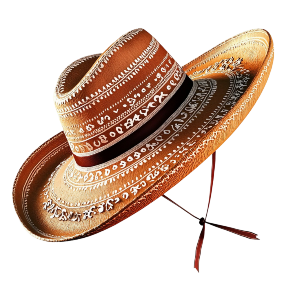 cowboy hat with intricate patterns looks and png