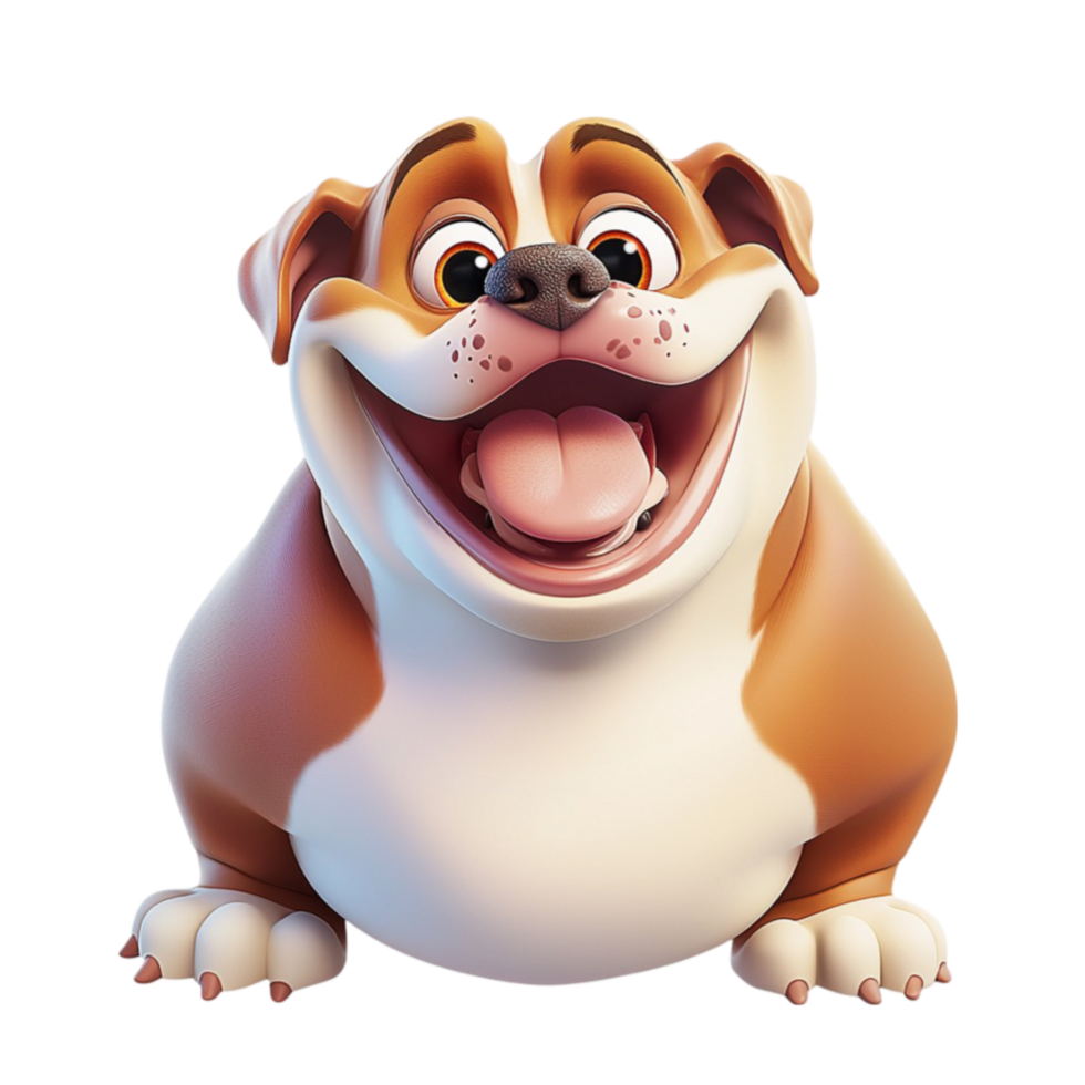 Happy bulldog with a wide smile and playful expression png