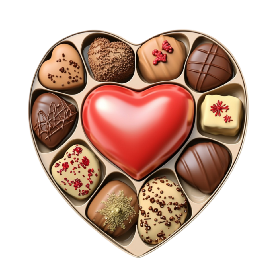 heartshaped chocolate box filled with assorted truffles looks indulgent and sweet png