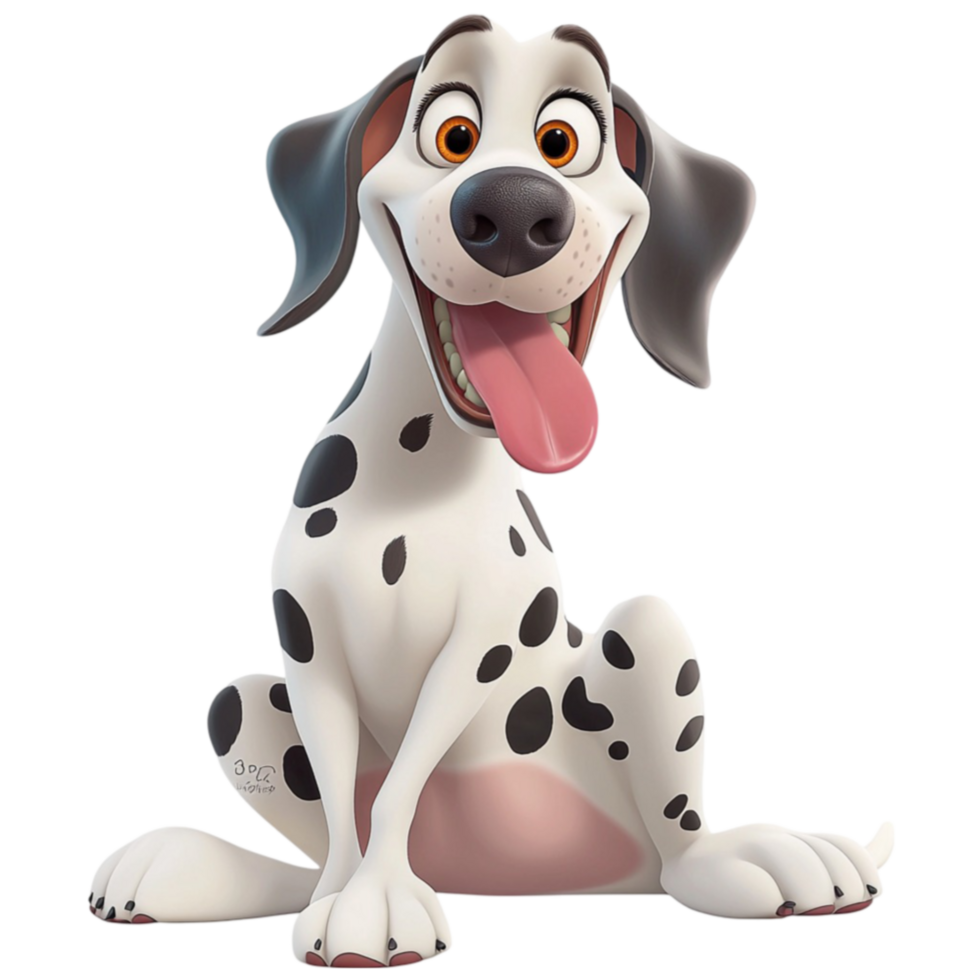 Adorable Dalmatian dog with a wagging tail looks excited and cheerful png