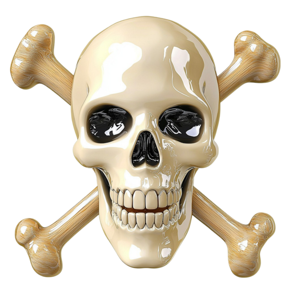 Skull with crossed bones gleams with a and intimidating presence png