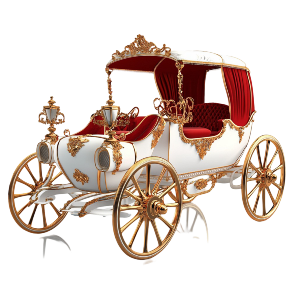 Grand royal carriage with gold embellishments represents luxury and fairy tales png