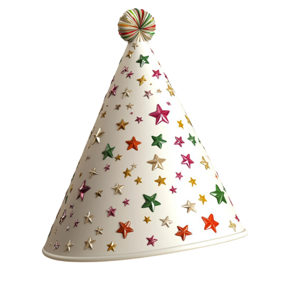 Colorful party hat with star patterns stands upright png