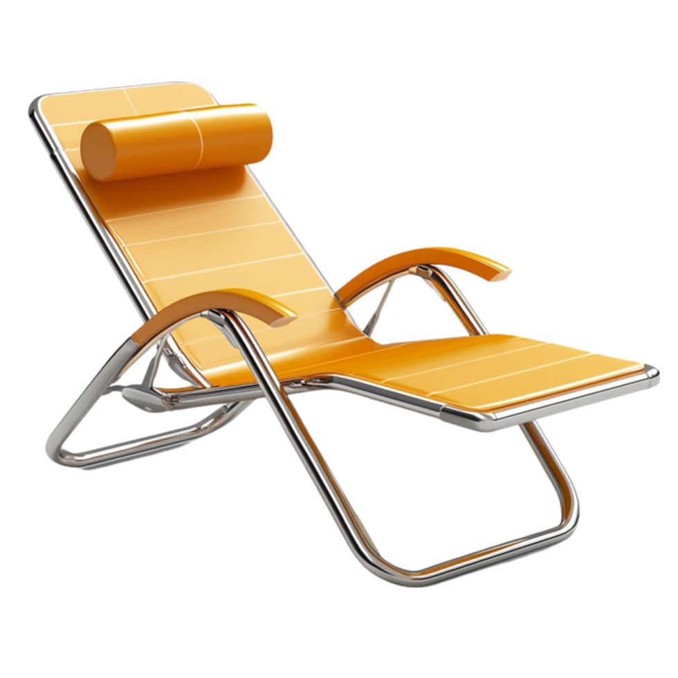 Yellow reclining lounge chair offers ation and comfort for outdoor leisure png