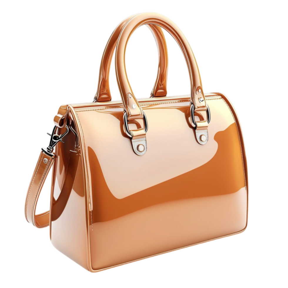 glossy handbag in a warm caramel shade adds elegance to any outfit png
