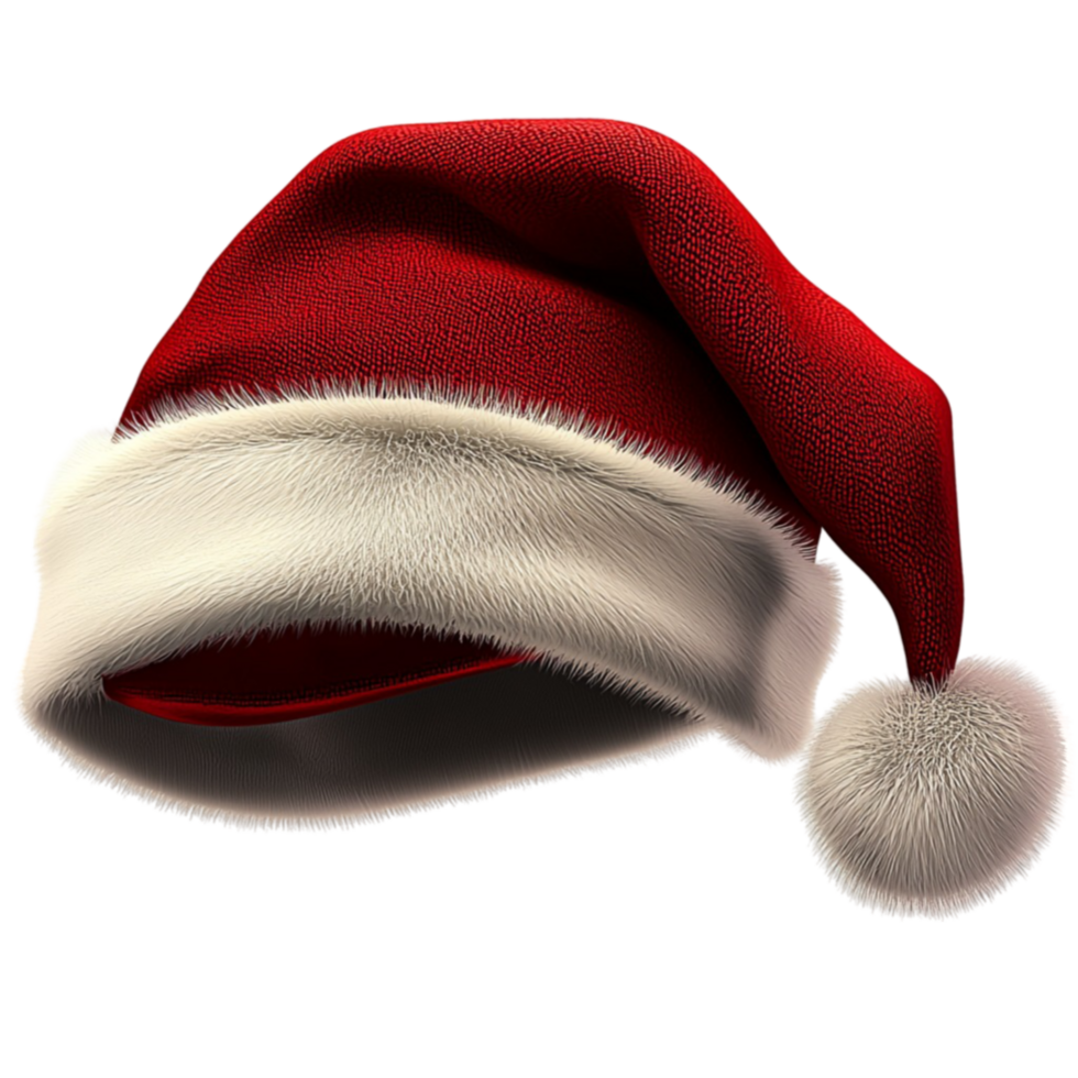 red Santa hat with fluffy white trim represents cheer and warmth png