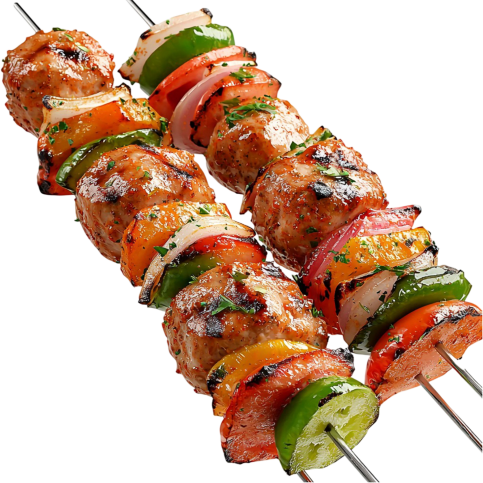 Juicy grilled skewers with vegetables and meat make a barbecue treat png