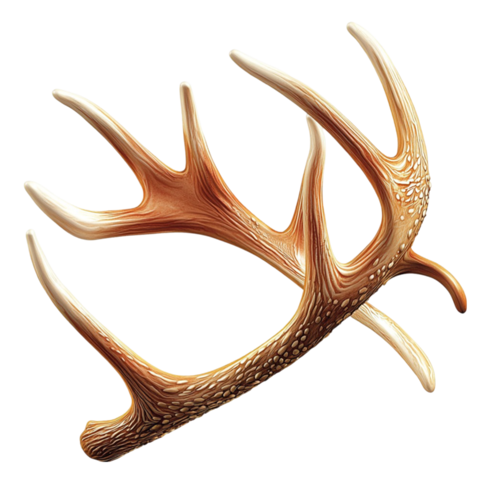 Large antler with a brown texture showcases natural beauty and wildlife charm png
