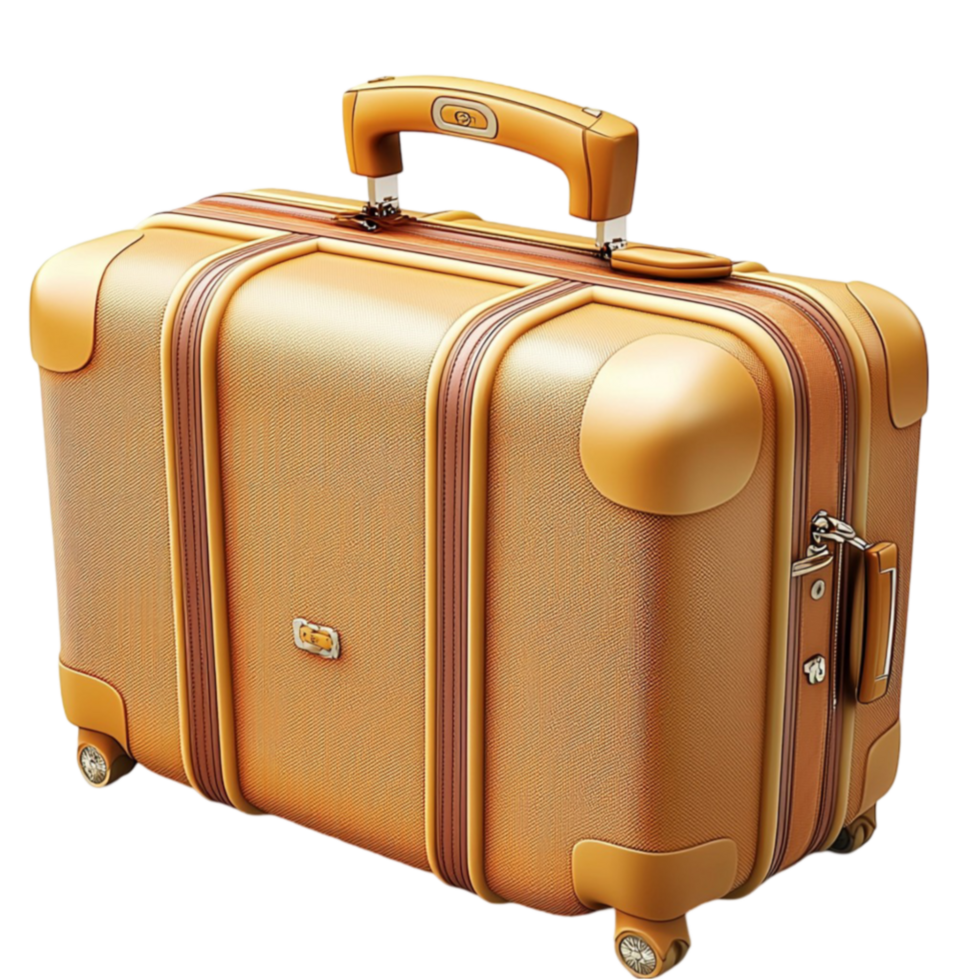 golden suitcase with wheels is perfect for luxurious and comfortable travel png