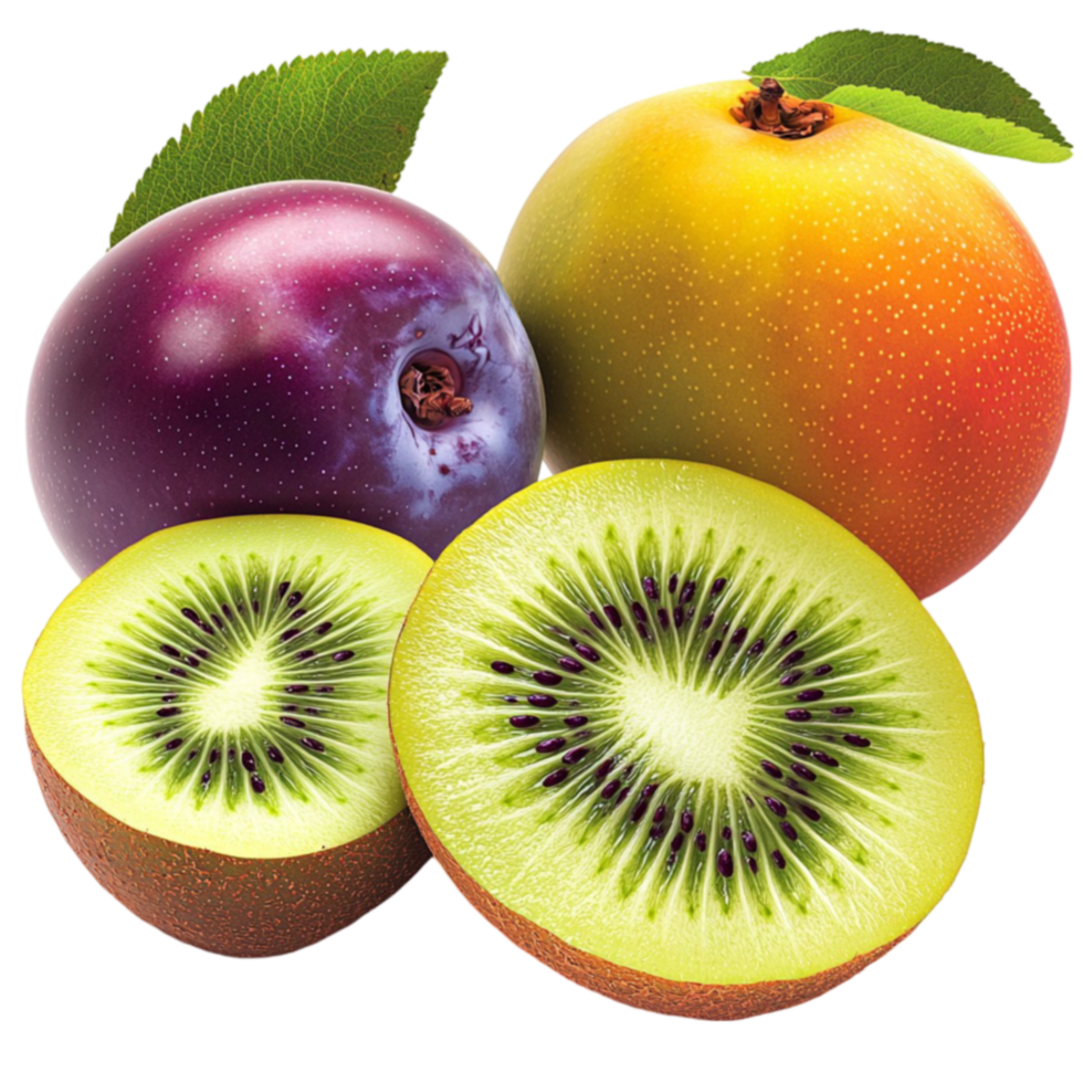 A mix of tropical fruits including kiwi mango and passion fruit offers a reing taste png