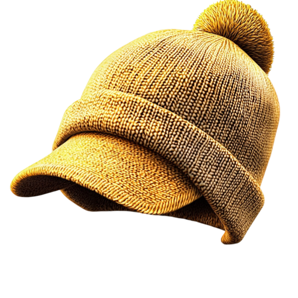 Knitted hat in warm yellow sits snugly ready for a chilly outdoor adventure png