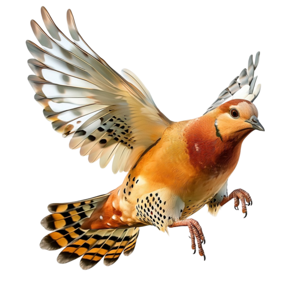 Orange hawk soars with spread wings showing fierce aerial agility png