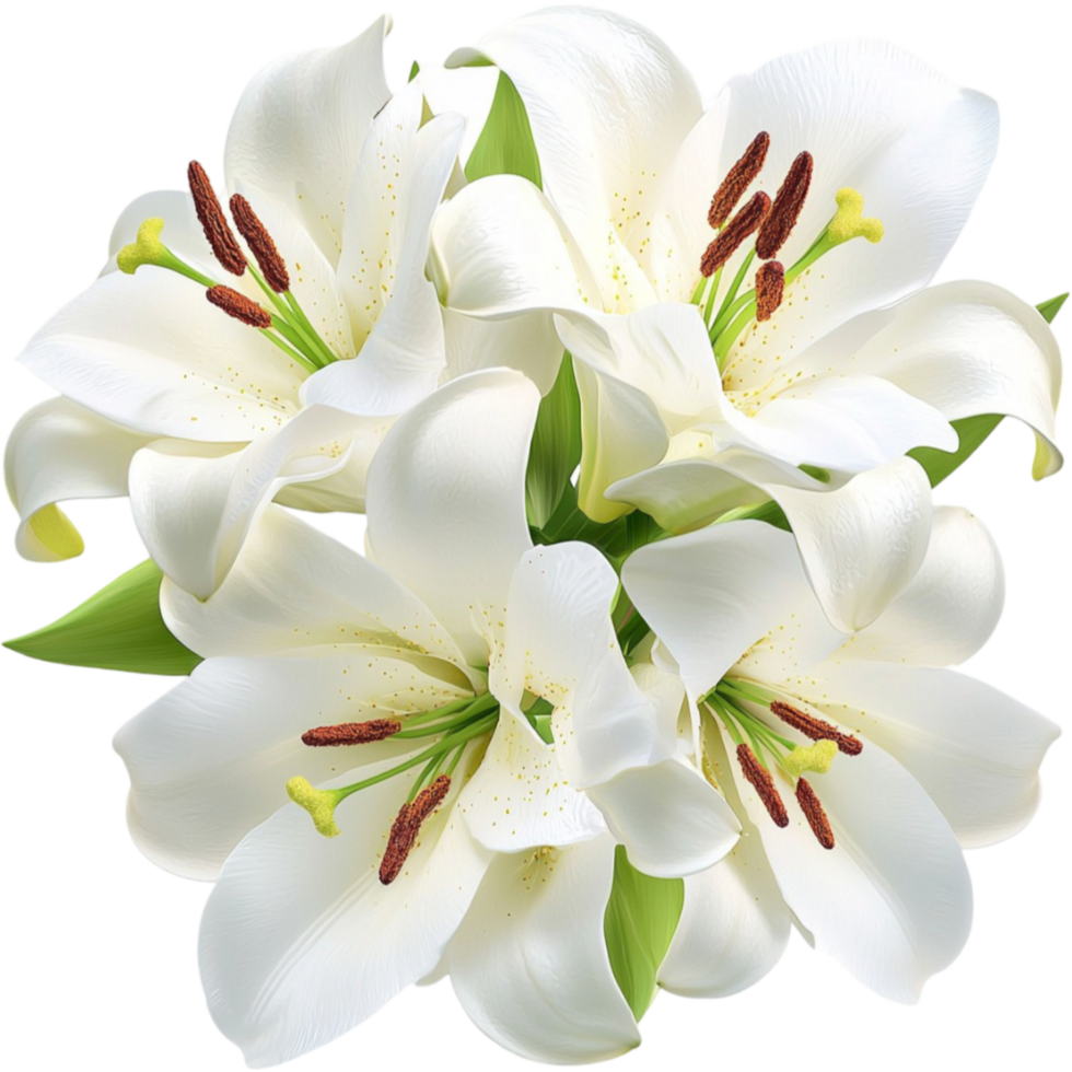 White lilies with delicate petals bloom beautifully in a floral arrangement png