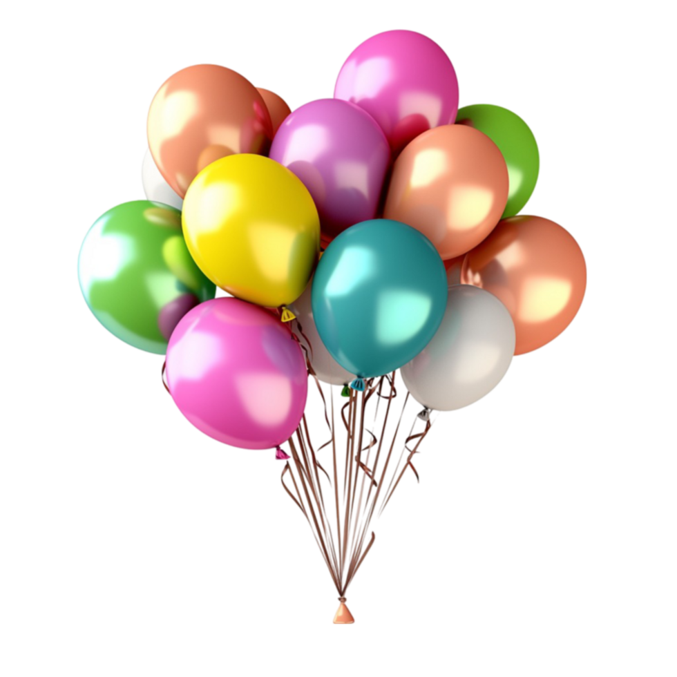 Colorful balloons float together creating a festive celebration atmosphere png