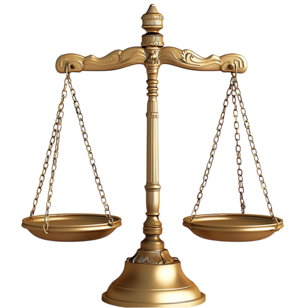 Golden balance scale stands firmly as a symbol of justice and fairness png