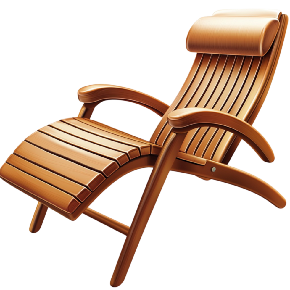 Wooden lounge chair leans back inviting ing outdoor leisure png