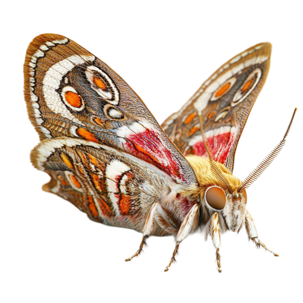Colorful butterfly with intricate wing patterns spreads its delicate beauty png