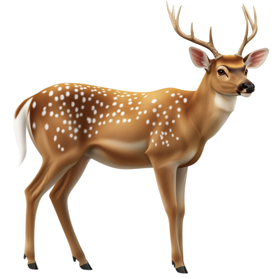 Deer stands gracefully with antlers proud in a forest clearing png