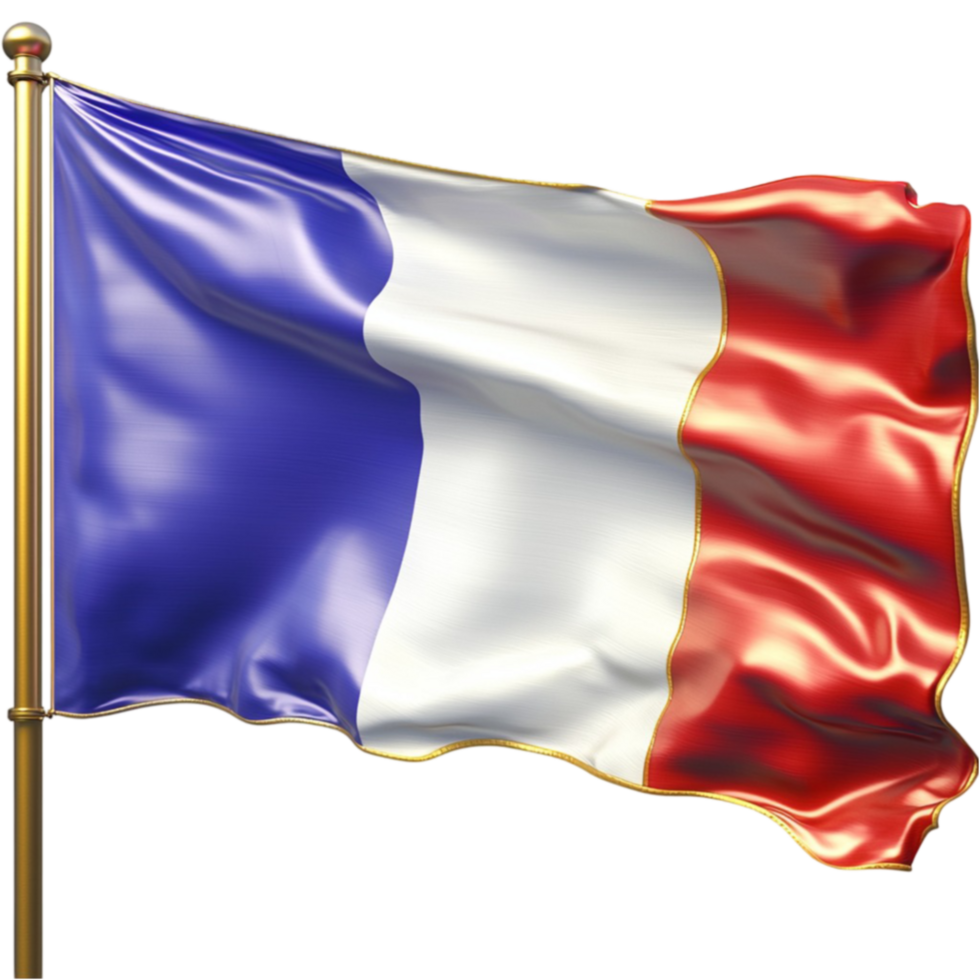 French flag flutters with blue white and red colors displaying national identity png