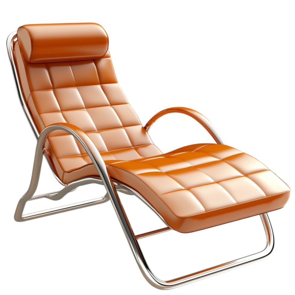 Brown lounge chair reclines comfortably with orange cushions inviting ation png