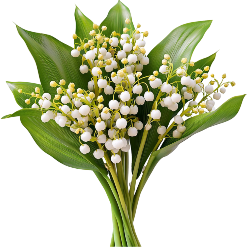 Lily of the valley blooms delicately with white flowers for a fragrant garden png