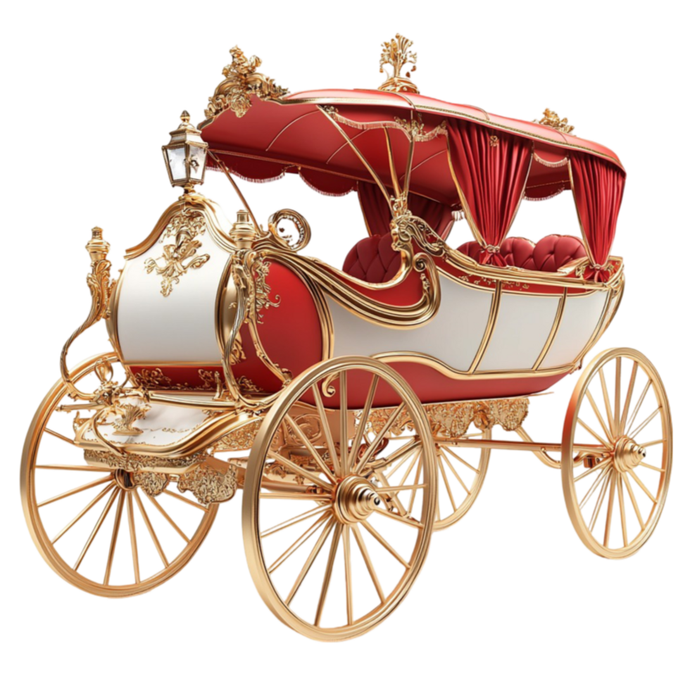 Ornate carriage shines with gold and red evoking royal historical charm png