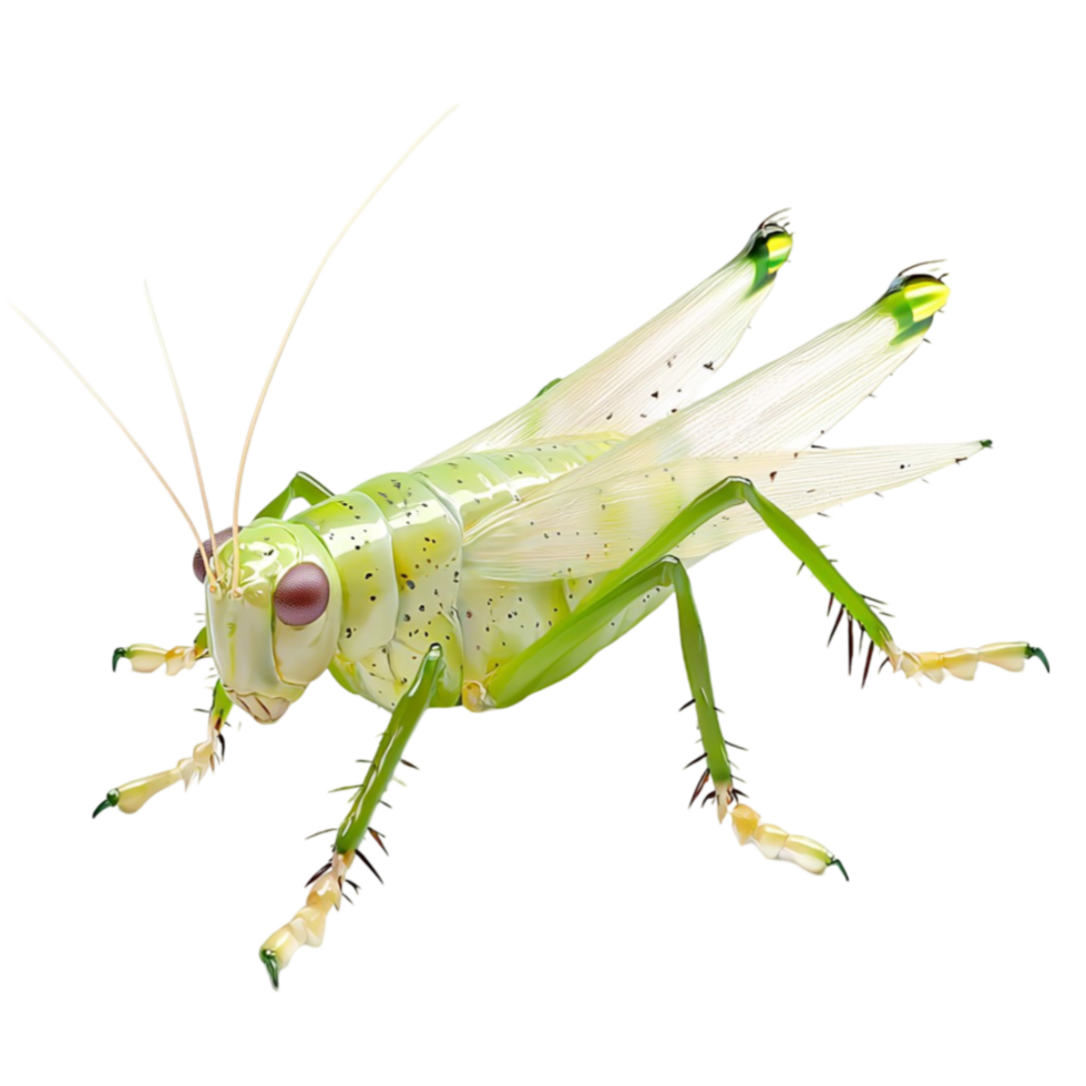 Grasshopper perches on a leaf its green body blending with nature png