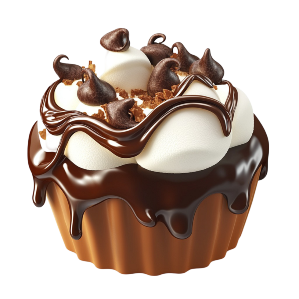Chocolate cupcake tops with creamy frosting perfect for a dessert delight png