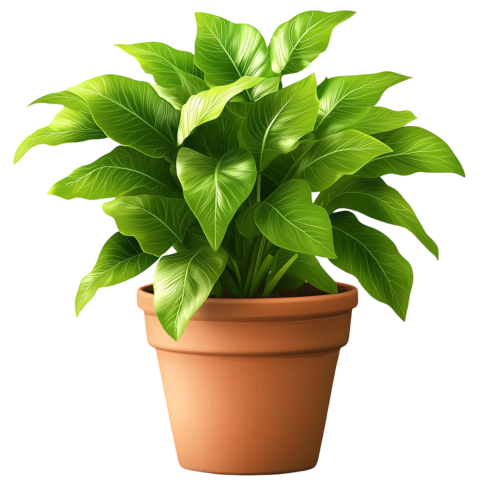 Potted plant stands tall with lush leaves ening any indoor space png