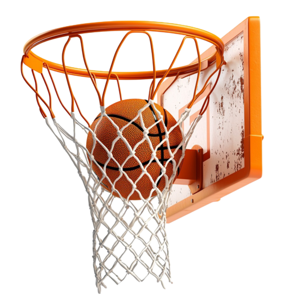 Basketball hoop stands tall with orange rim and net ready for a thrilling game png