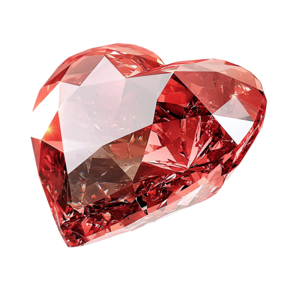 Ruby heart sparkles ly with facets symbolizing deep romantic love png