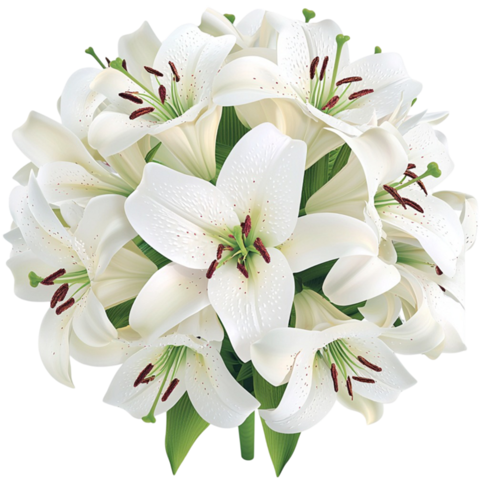 White lilies bloom ly with green stems symbolizing pure beauty png