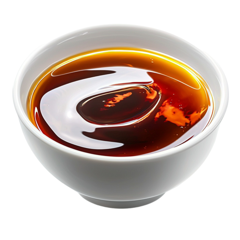 Bowl of soup steams warmly with brown broth inviting a comforting meal png