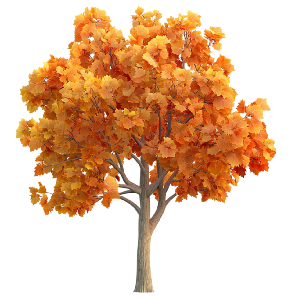 Autumn tree glows with orange leaves signaling the fall seasons beauty png