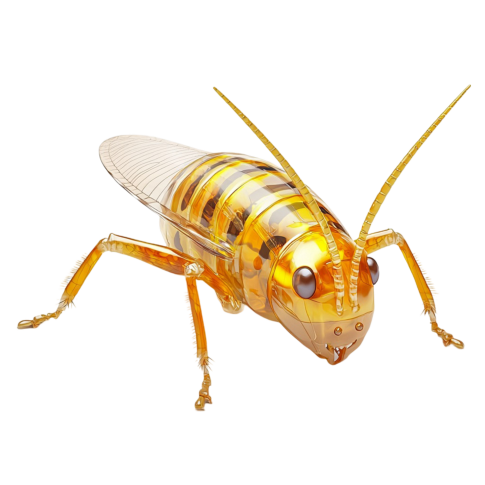 Golden and translucent insect with detailed wings and legs looks unique and futuristic png
