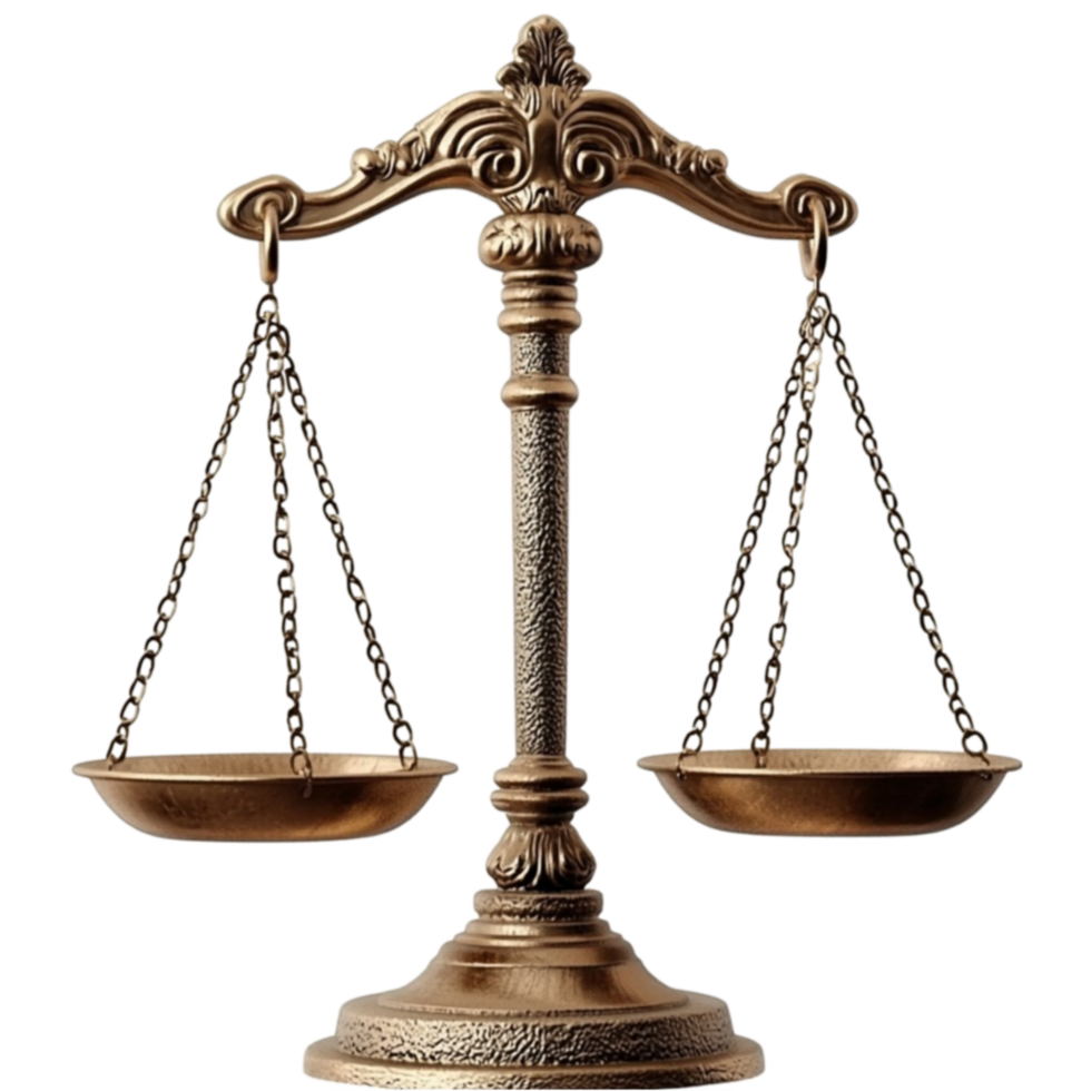 Golden scales balance evenly with chains symbolizing justice and impartiality png