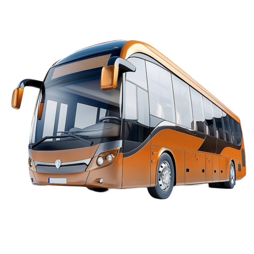 Orange bus rolls ly with large windows inviting group travel adventures png
