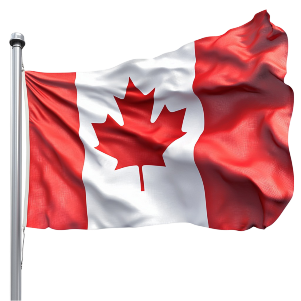 Canadian flag waves proudly with red and white maple leaf representing national pride png