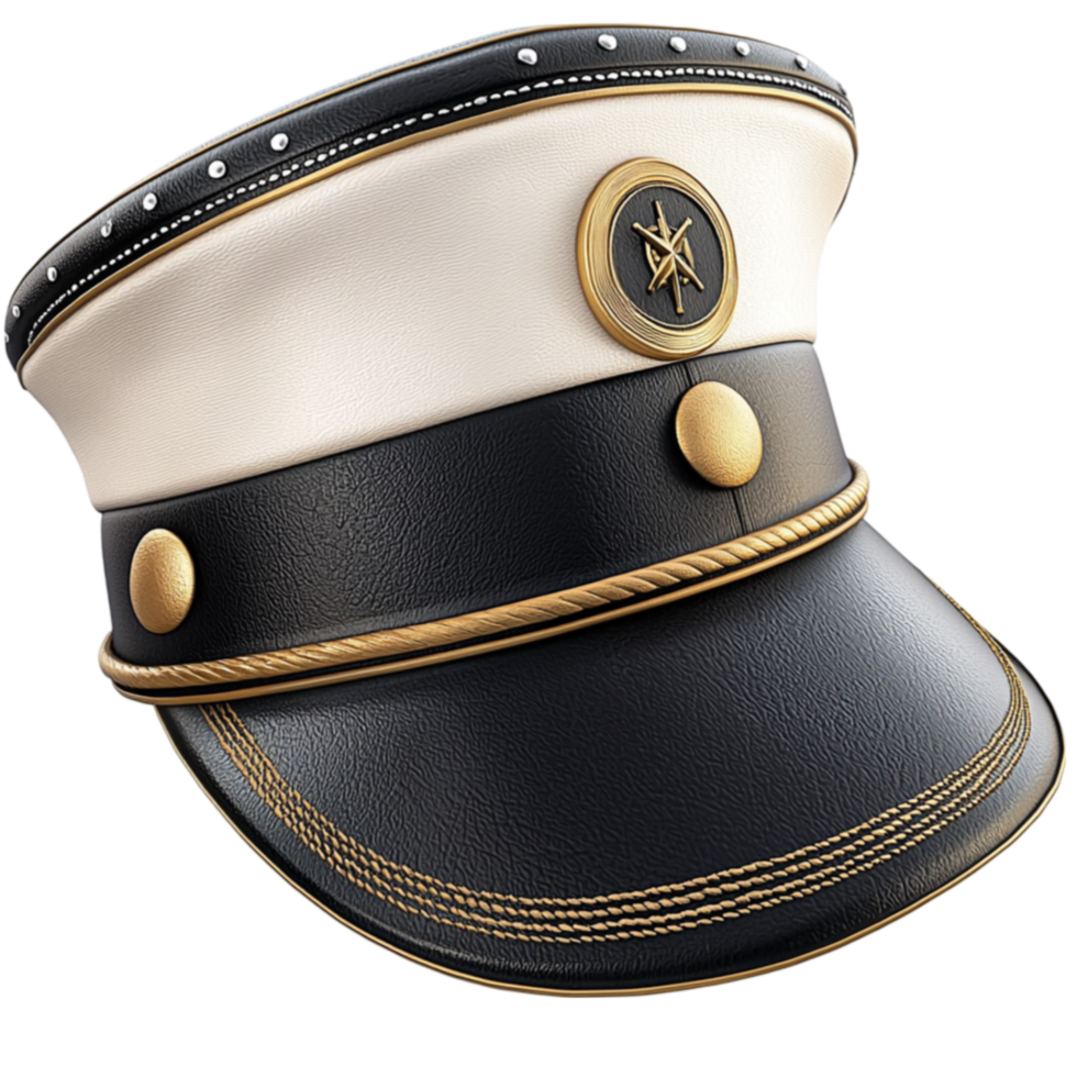 White captains hat gleams with gold emblem signifying naval authority png