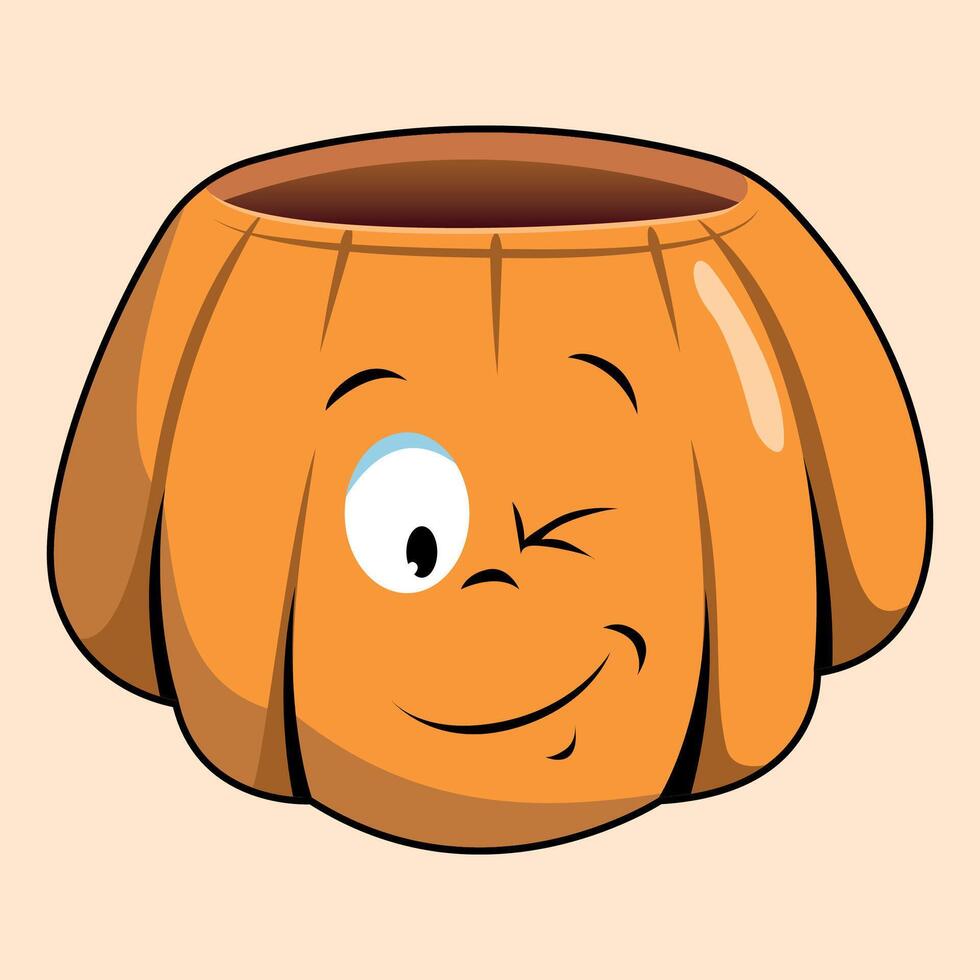 funny pumpkin icon for halloween on warm yellow background vector
