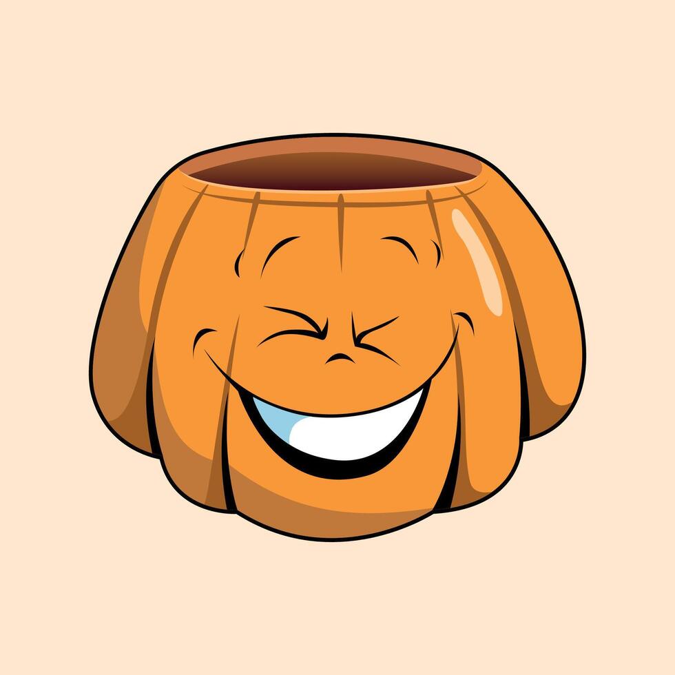 pumpkin sticker for halloween on warm yellow background vector
