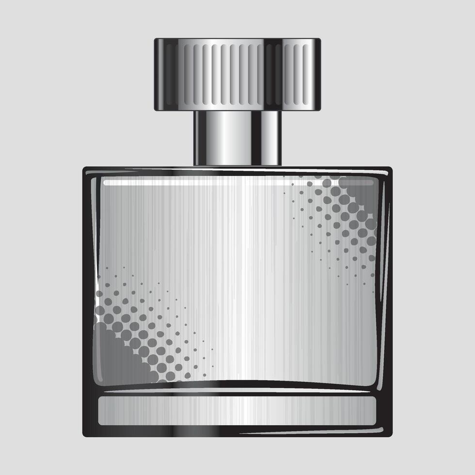 gray perfume bottle on white background vector