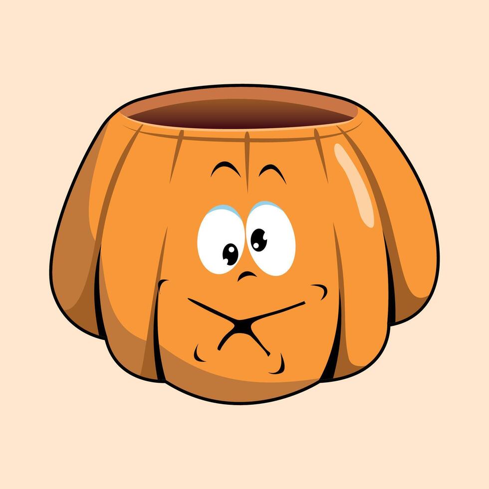 funny pumpkin sticker for halloween isolated on yellow background vector