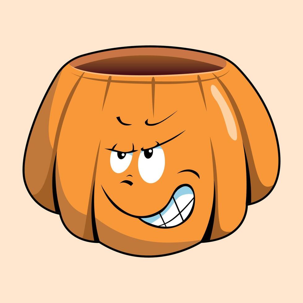 funny pumpkin sticker for halloween on yellow background vector
