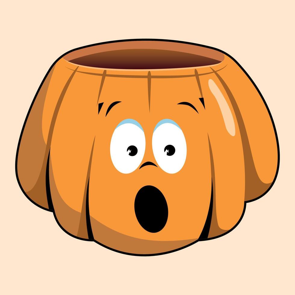 orange pumpkin with smile icon for halloween on warm yellow background vector