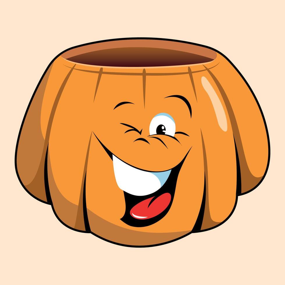 funny pumpkin icon for halloween isolated on warm yellow background vector