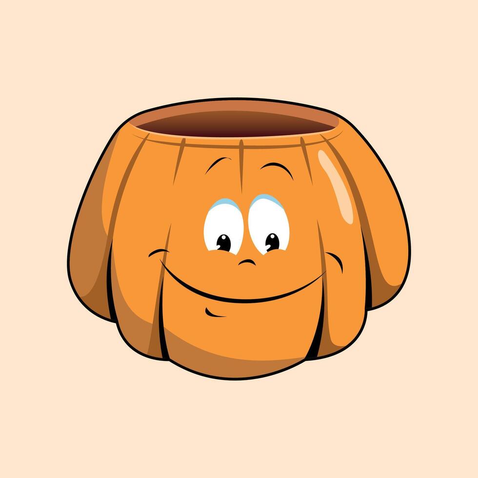 pumpkin icon for halloween isolated on warm yellow background vector