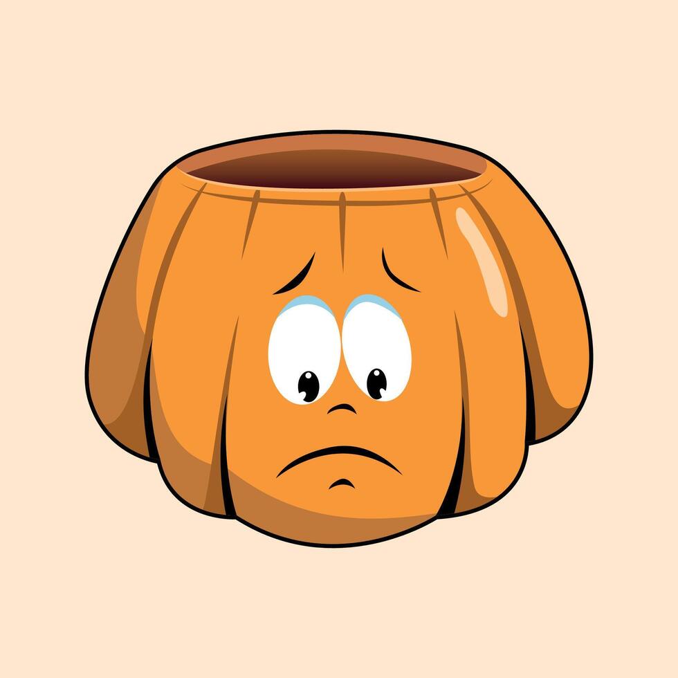 orange pumpkin icon for halloween on warm yellow background vector