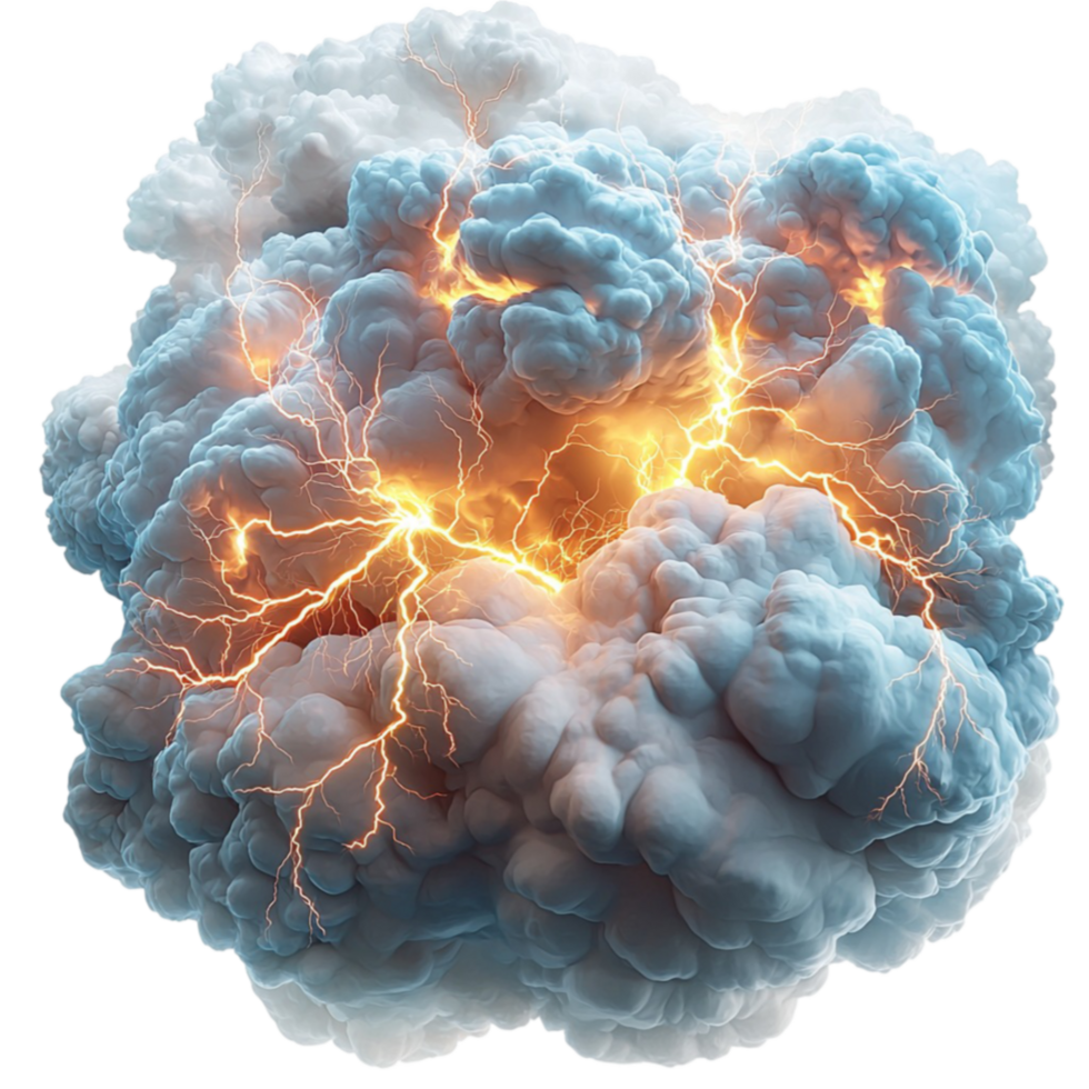 Storm cloud crackles with lightning and colors displaying dramatic weather intensity png